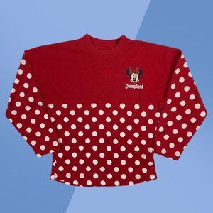 Disney Red White Polka Dot Minnie Mouse Spirit Jersey L/S Shirt Girls S